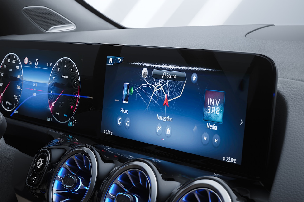 The display in the new GLA from Mercedes-Benz with MBUX multimedia system.