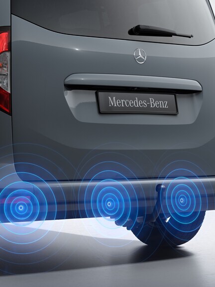 Rijassistentiesystemen | T-Klasse | Mercedes-Benz Vans Schematische weergave van rijassistentiesystemen aan de hand van de T-Klasse.